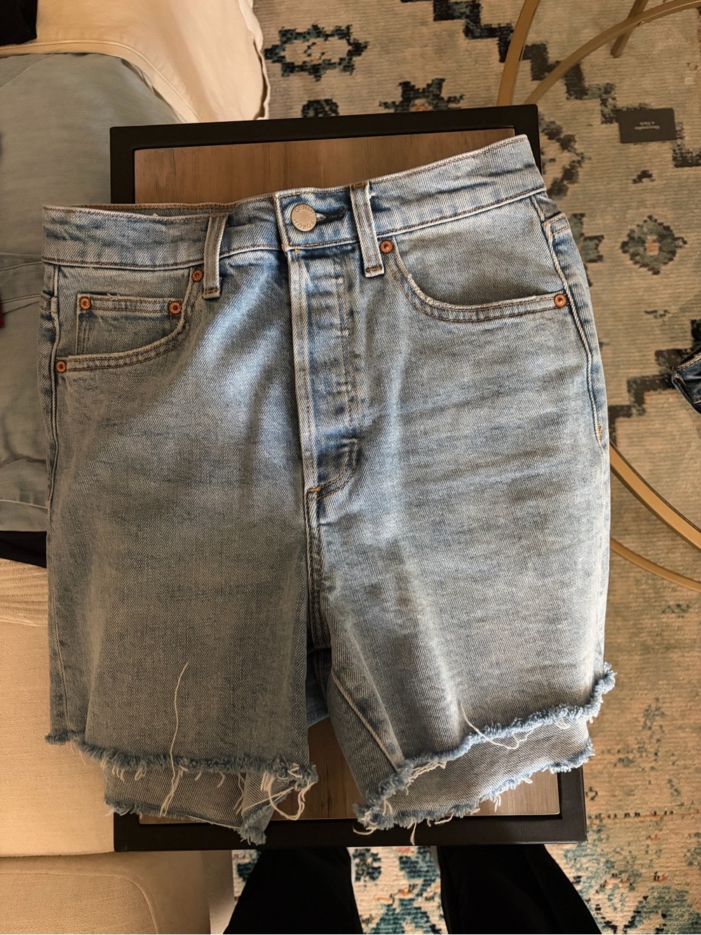 Denim Forum Light Blue High-Rise Cutoff Shorts